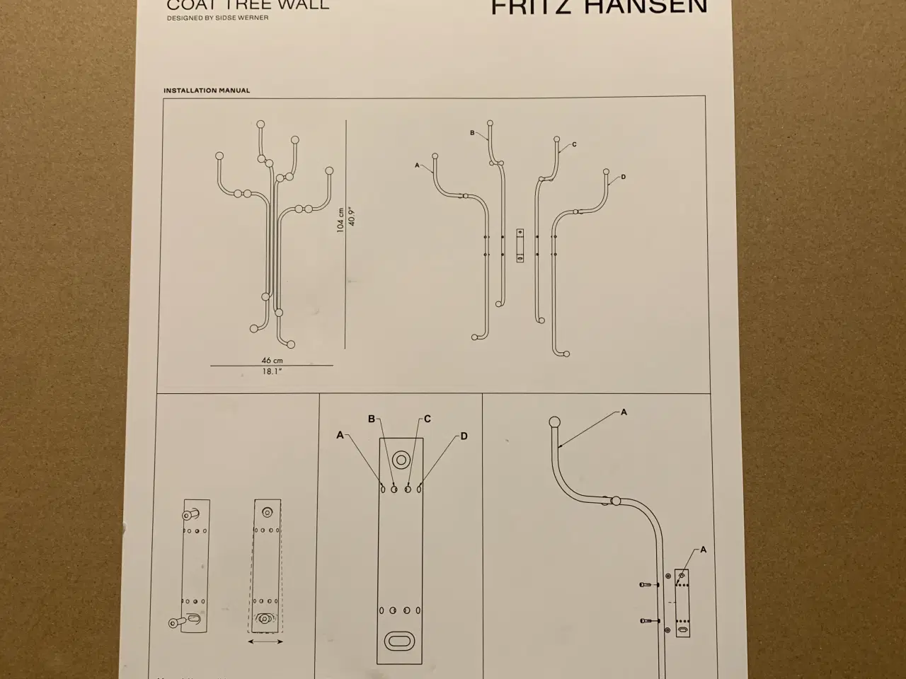 Billede 4 - Fritz Hansen COAT TREE WALL. Stumtjener.