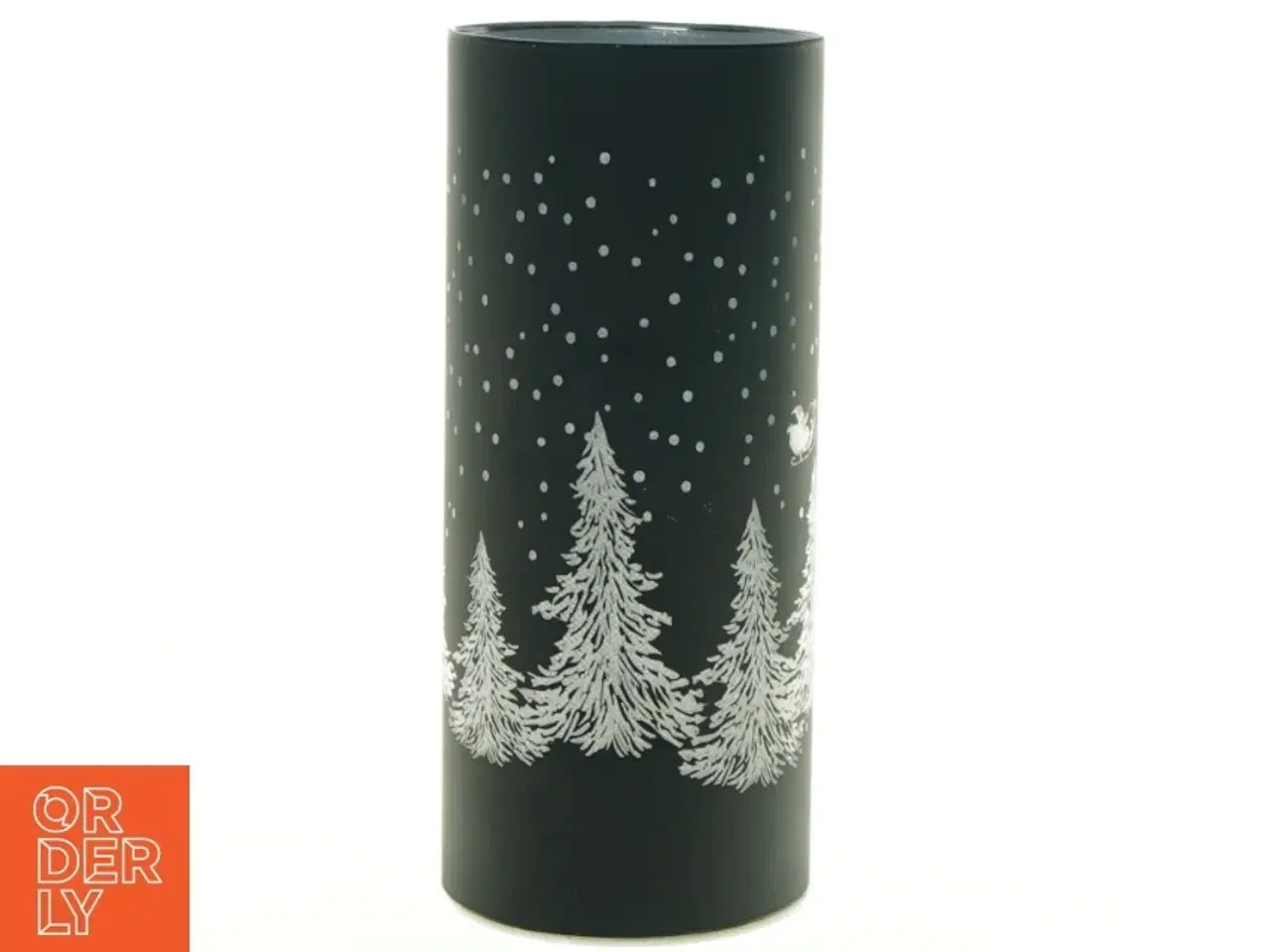 Billede 1 - Dekorativ vase med LED-lys og juletræsmotiv (str. 21 x 8 cm)