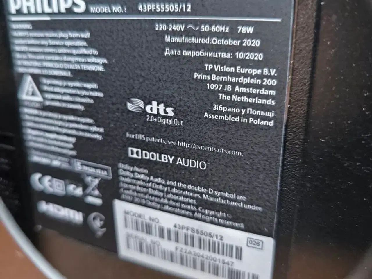 Billede 4 - Fladskærms TV 43" PHILIPS 43PFS5505/12 på stativ