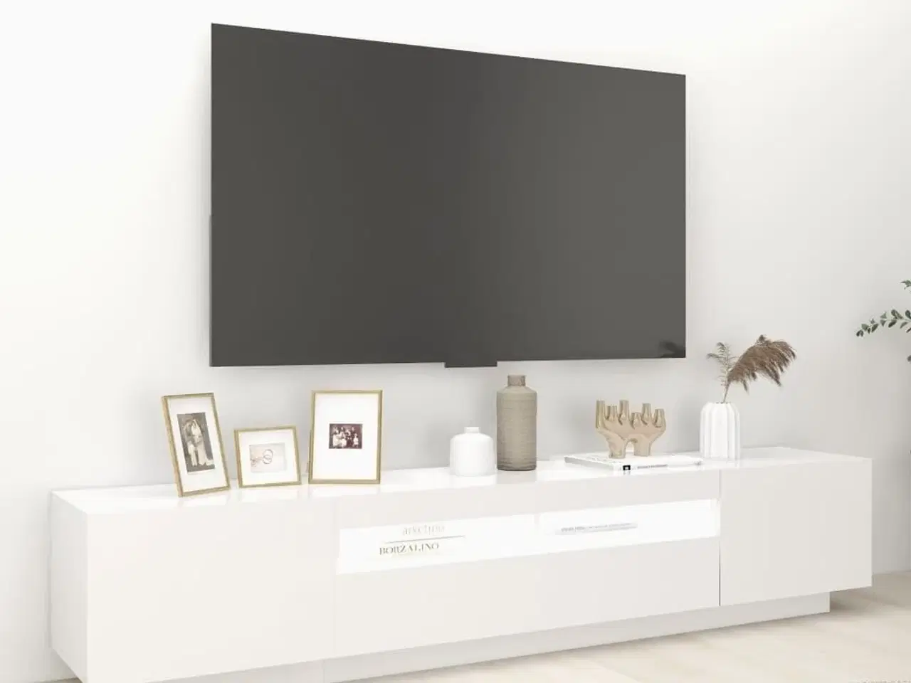 Billede 5 - Tv-skab med LED-lys 200x35x40 cm hvid