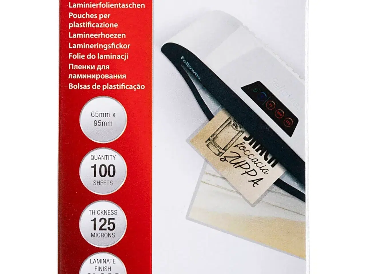 Billede 1 - Lamineringslommer, str. 65x95 mm, tykkelse 125 my, klar, 100 stk./ 1 pk.