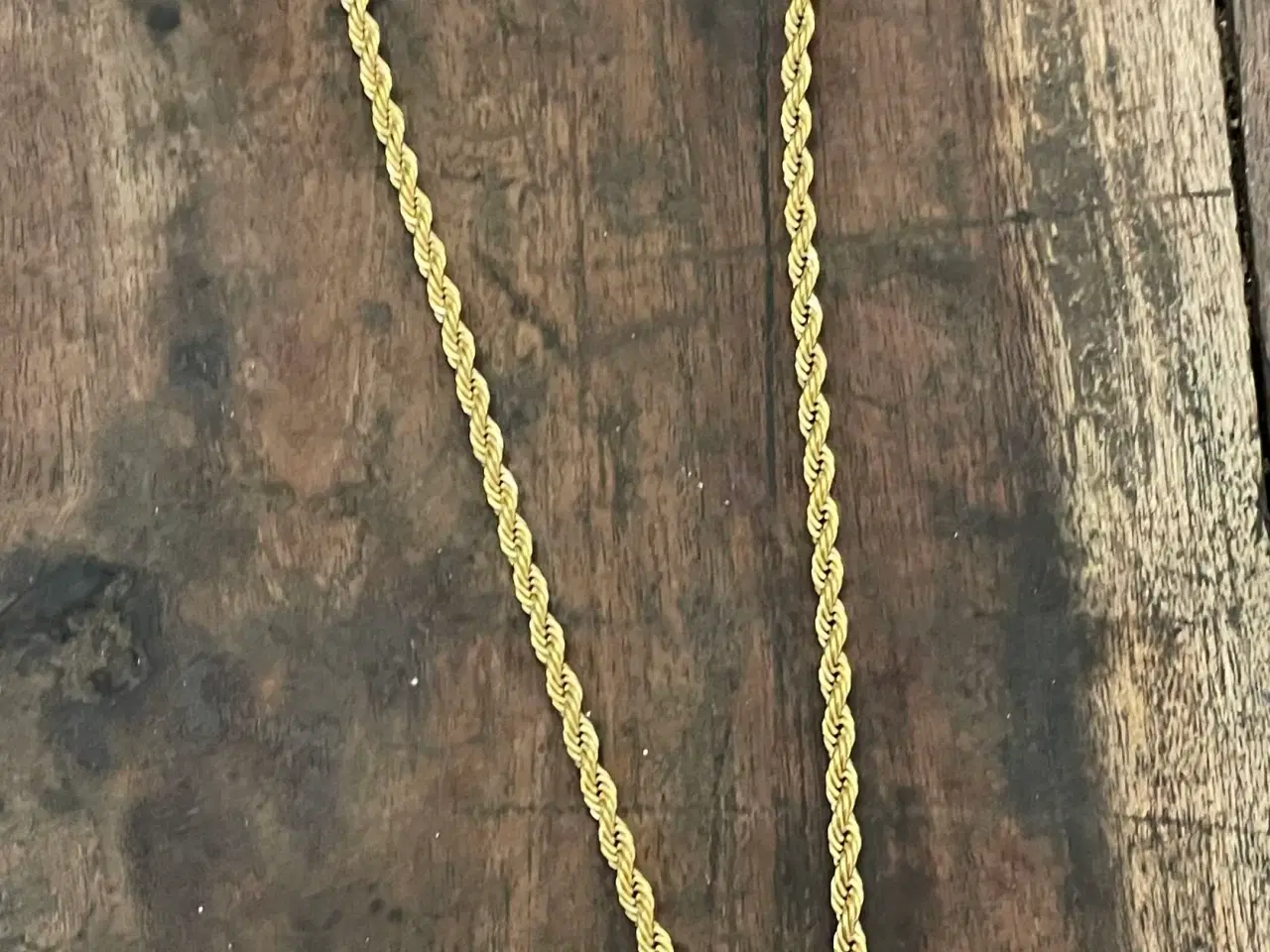 Billede 3 - 4mm Goldfilled rope chain med panter vedhæng