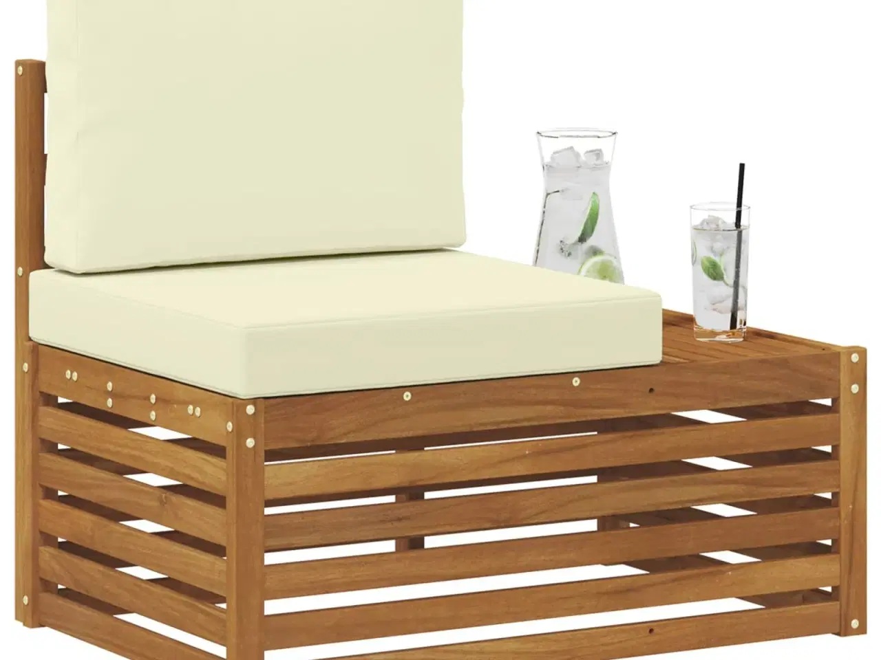 Billede 3 - Udendørs end sofa Naturfarvet 91 x 63 x 73 cm Massivt Akacietræ
