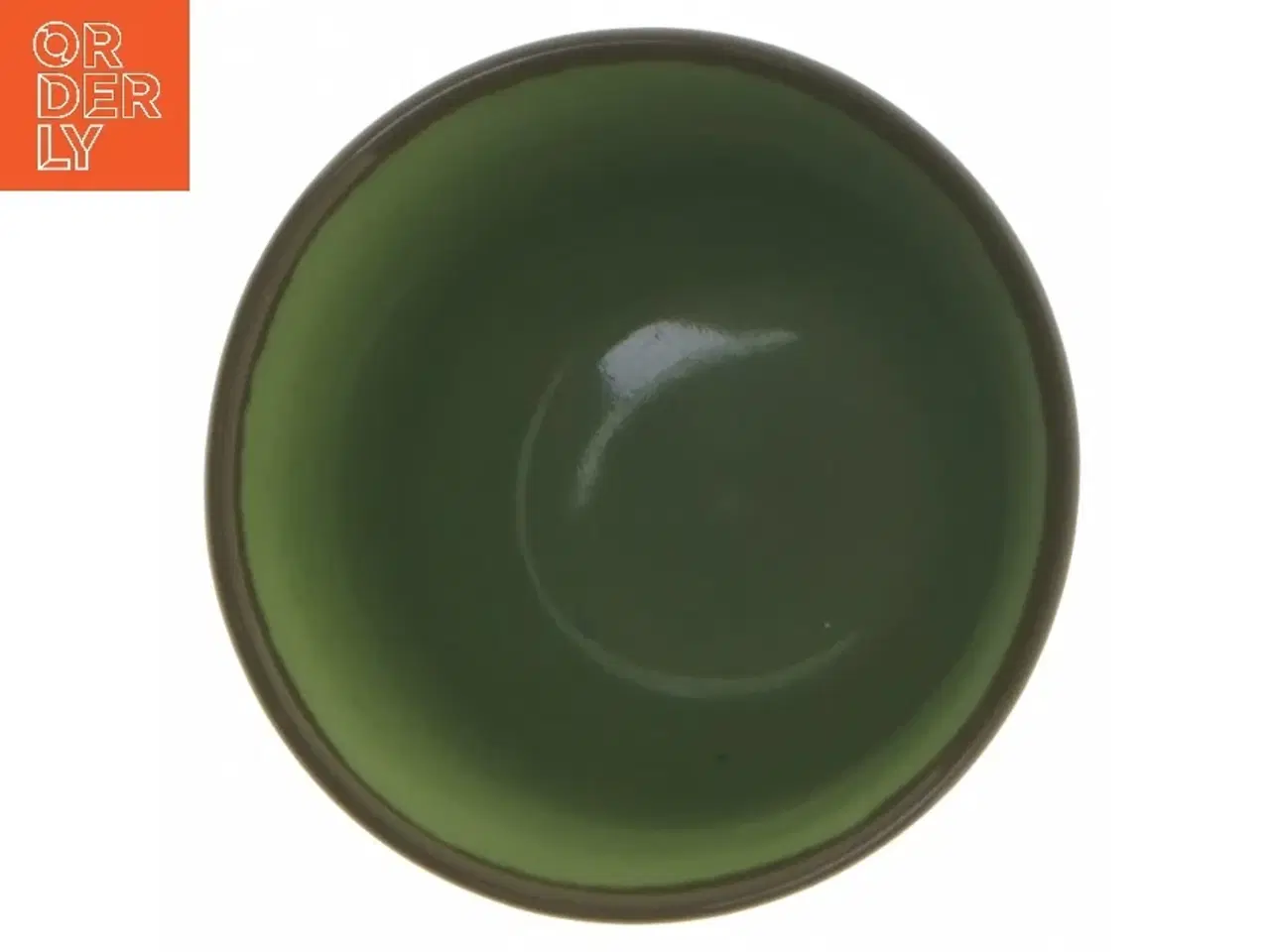 Billede 3 - Grønne keramikkopper med blå skrift (str. Ø 8x7,5 cm)