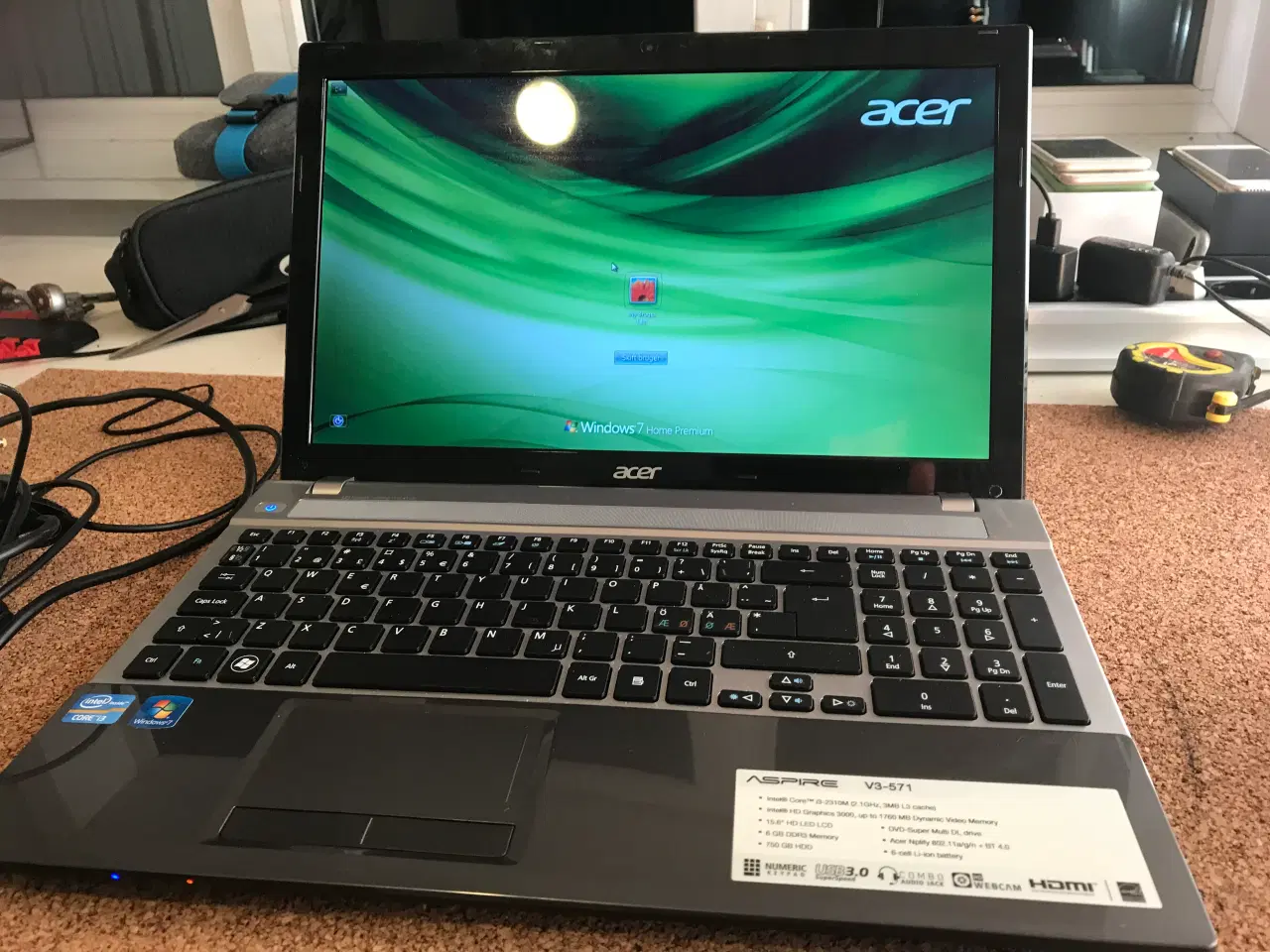 Billede 2 - Acer Aspire V3-571, i3 2,1 GHz, 6 GB ram, 750 GB 