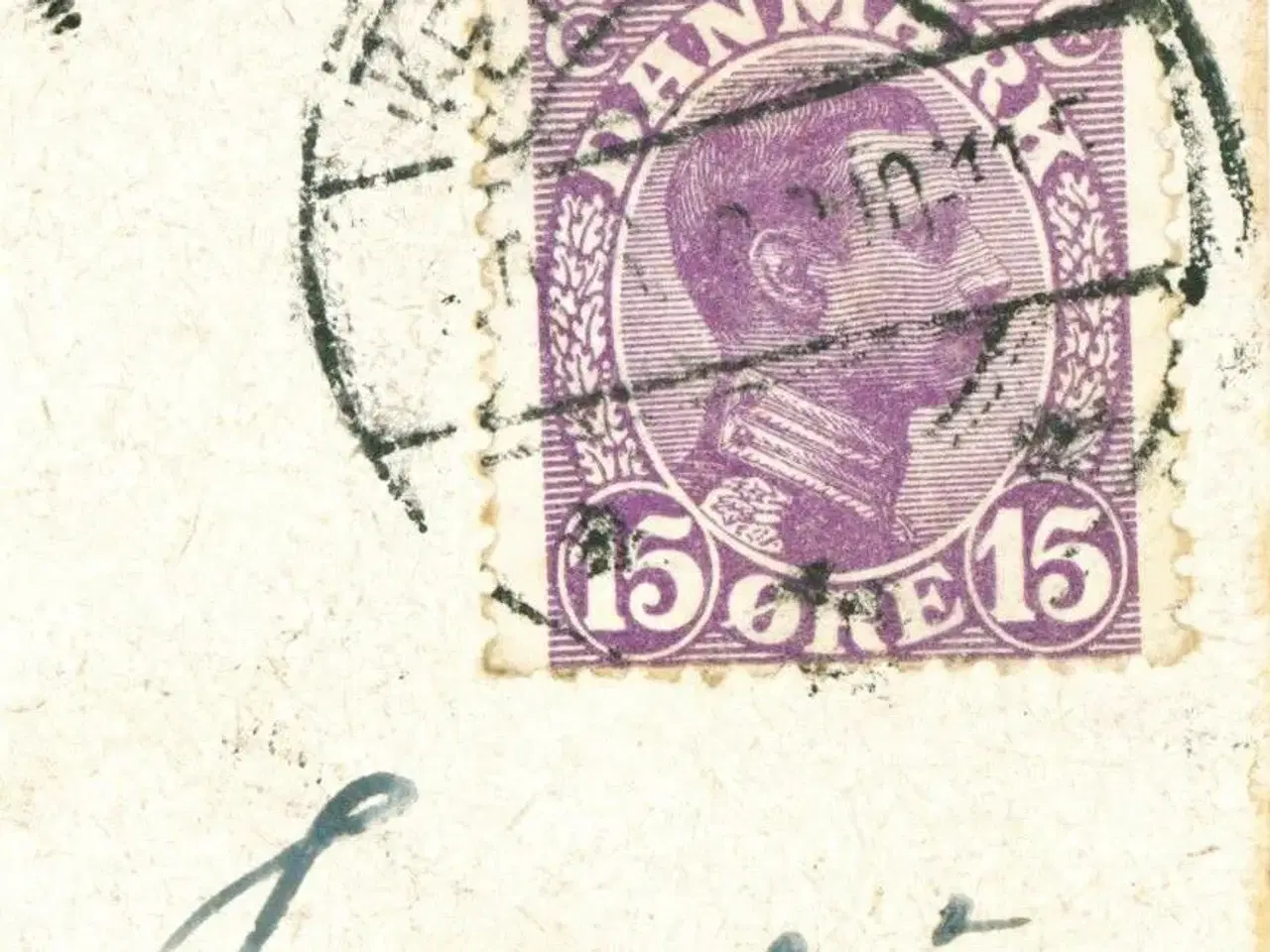 Billede 2 - Chr. X, 15 øre violet, decentreret