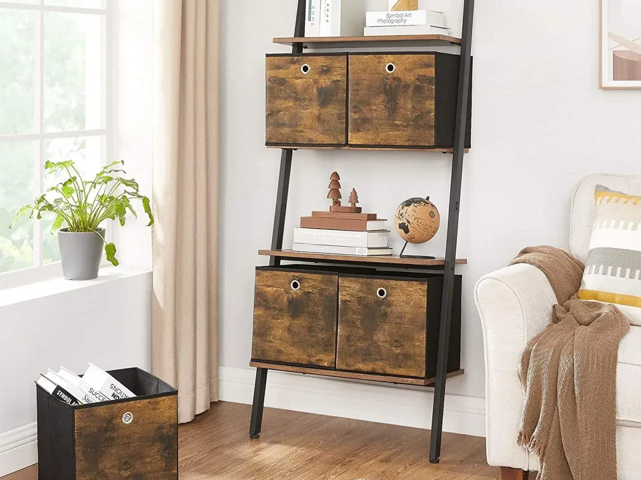 Billede 2 - Sammenklappelige opbevaringskuber – sæt med 6, 30 × 30 × 30 cm, tøj- og legetøjsopbevaring, rustik brun/sort