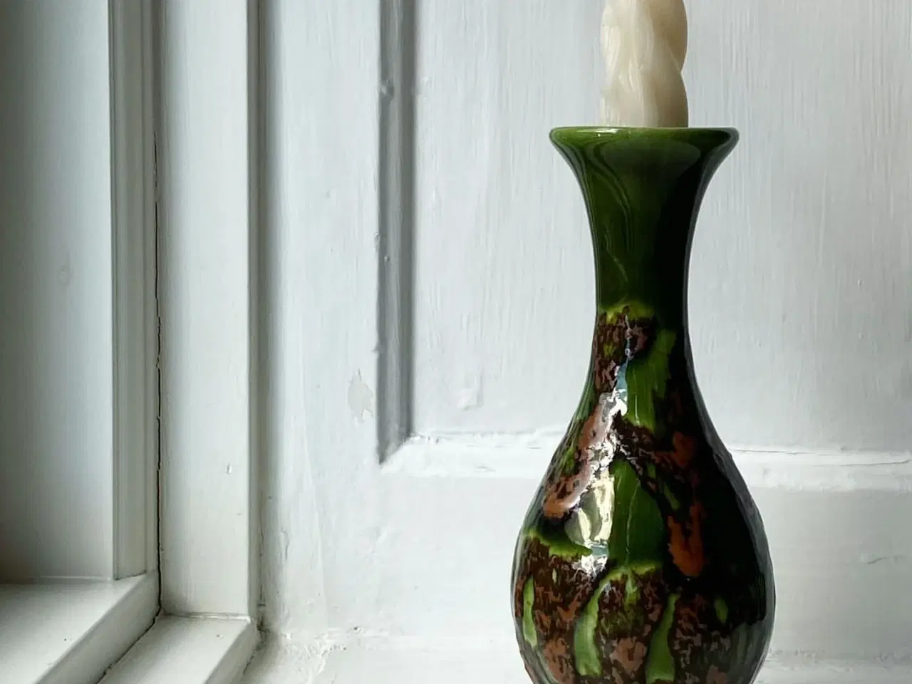 Billede 1 - Keramikvase, grøn m brun