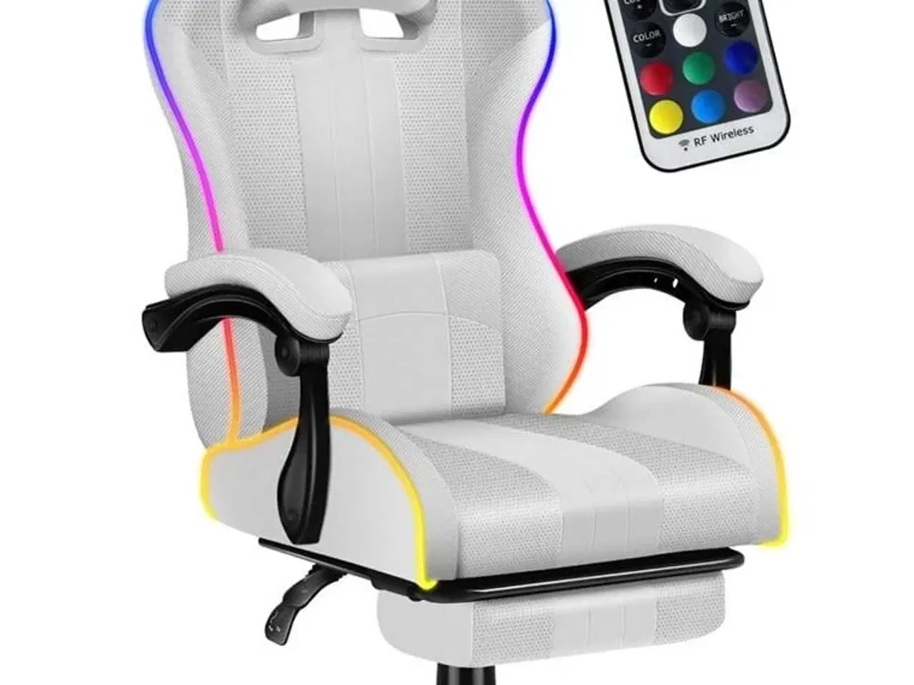 Billede 1 - Gamerstol Huzaro Force 4.7 RGB – hvid med fodstøtte