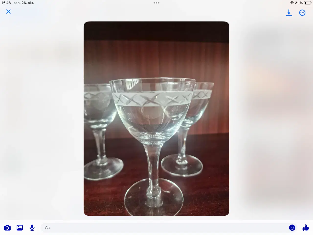 Billede 1 - Glas med sandblæst mønster 