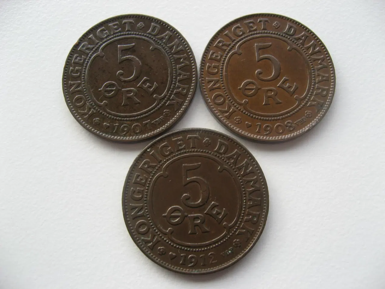 Billede 1 - Særdeles flotte 5 ører 1907,1908,1912, samlet pris