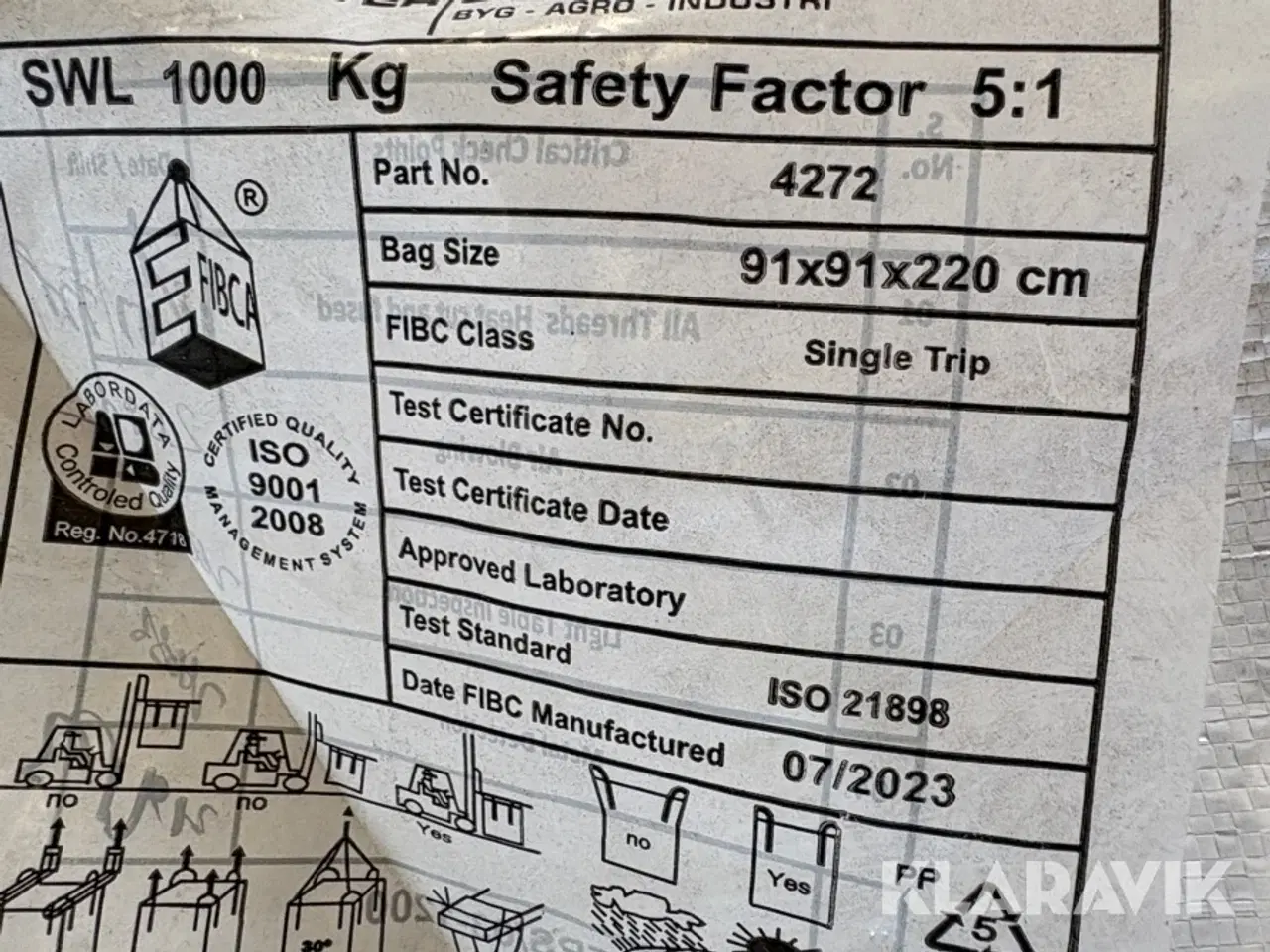 Billede 5 - Big bag sække Storm 5 paller med 240 styk på hver.