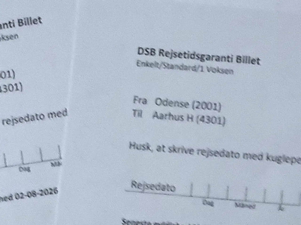 Billede 1 - DSB voksen togbillet: Odense - Aarhus H. 