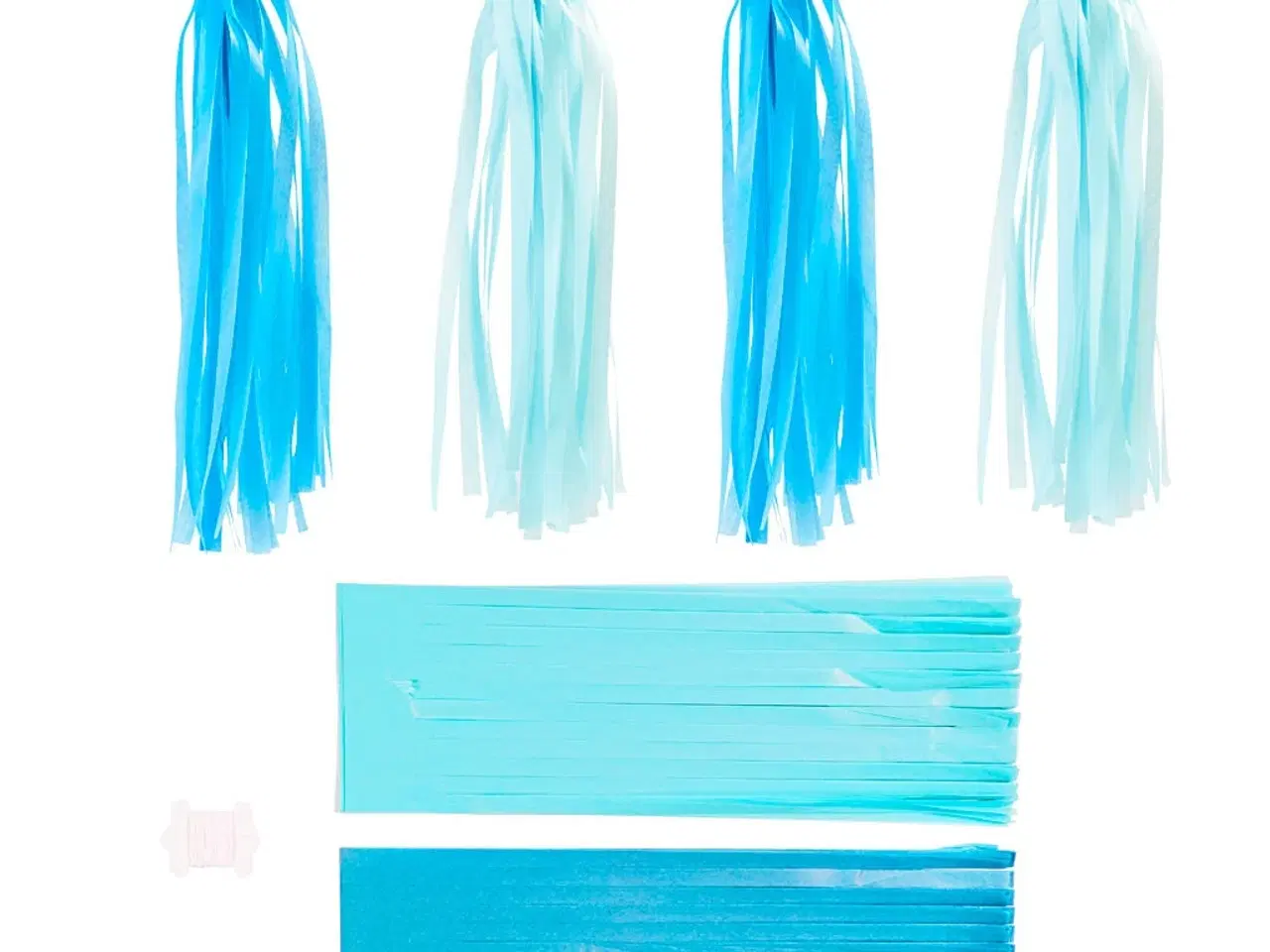 Billede 1 - Blå og Lyseblå Kvast i Silkepapir - 12 stk.