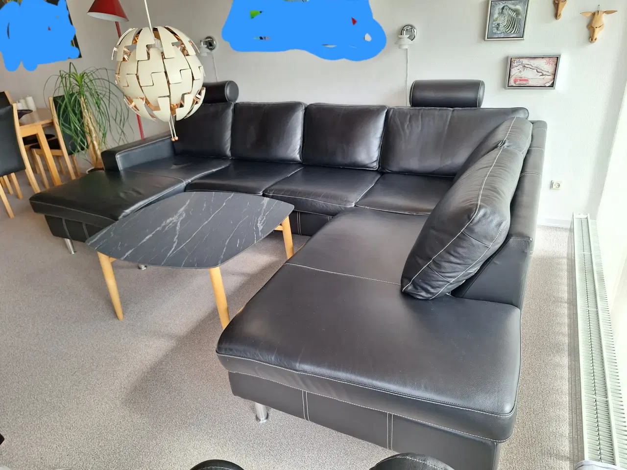 Billede 3 - Stor U - Sofa i sort kvalitets læder.