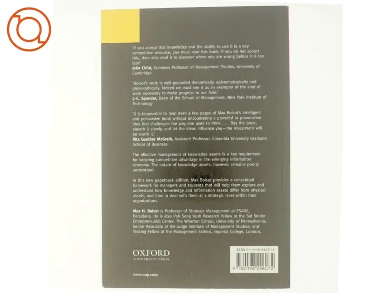 Billede 3 - Knowledge assets : securing competitive advantage in the information economy af Max H. Boisot (Bog)