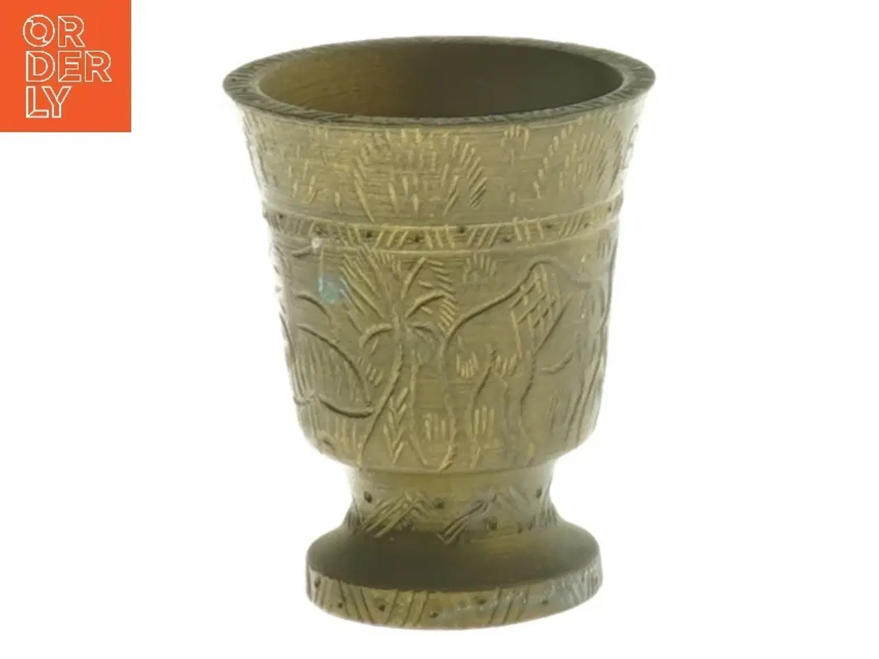 Billede 1 - Dekorativ vase i bronze med indgraveret mønster (str. 5x6,5 cm)