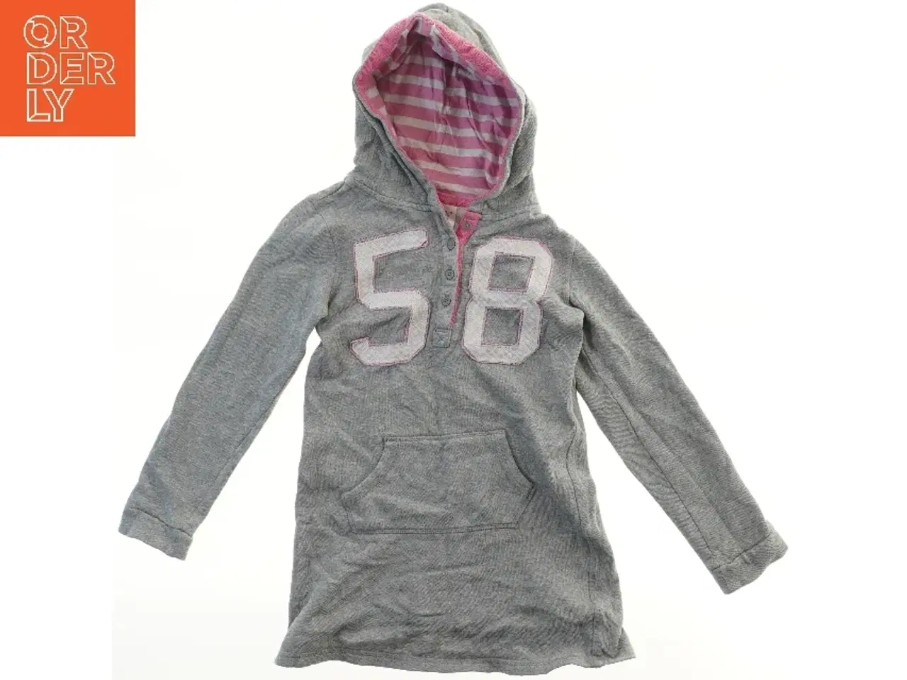 Billede 1 - Grå hættetrøje med tal 58 (str. 128)