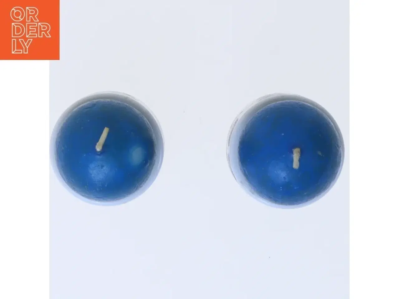 Billede 2 - Små keramik lysholdere med blå runde stearinlys (str. 5,5 cm)