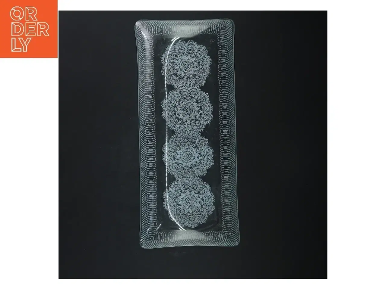 Billede 1 - Gammelt Rektangulært glasfad med mønster (str. 33 cm)