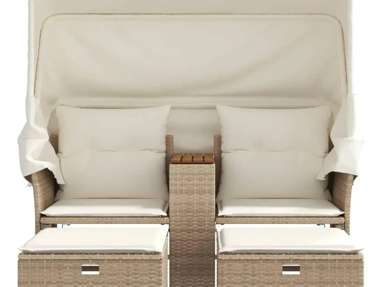 Billede 4 - 2-personers havesofa med baldakin og skamler polyrattan beige