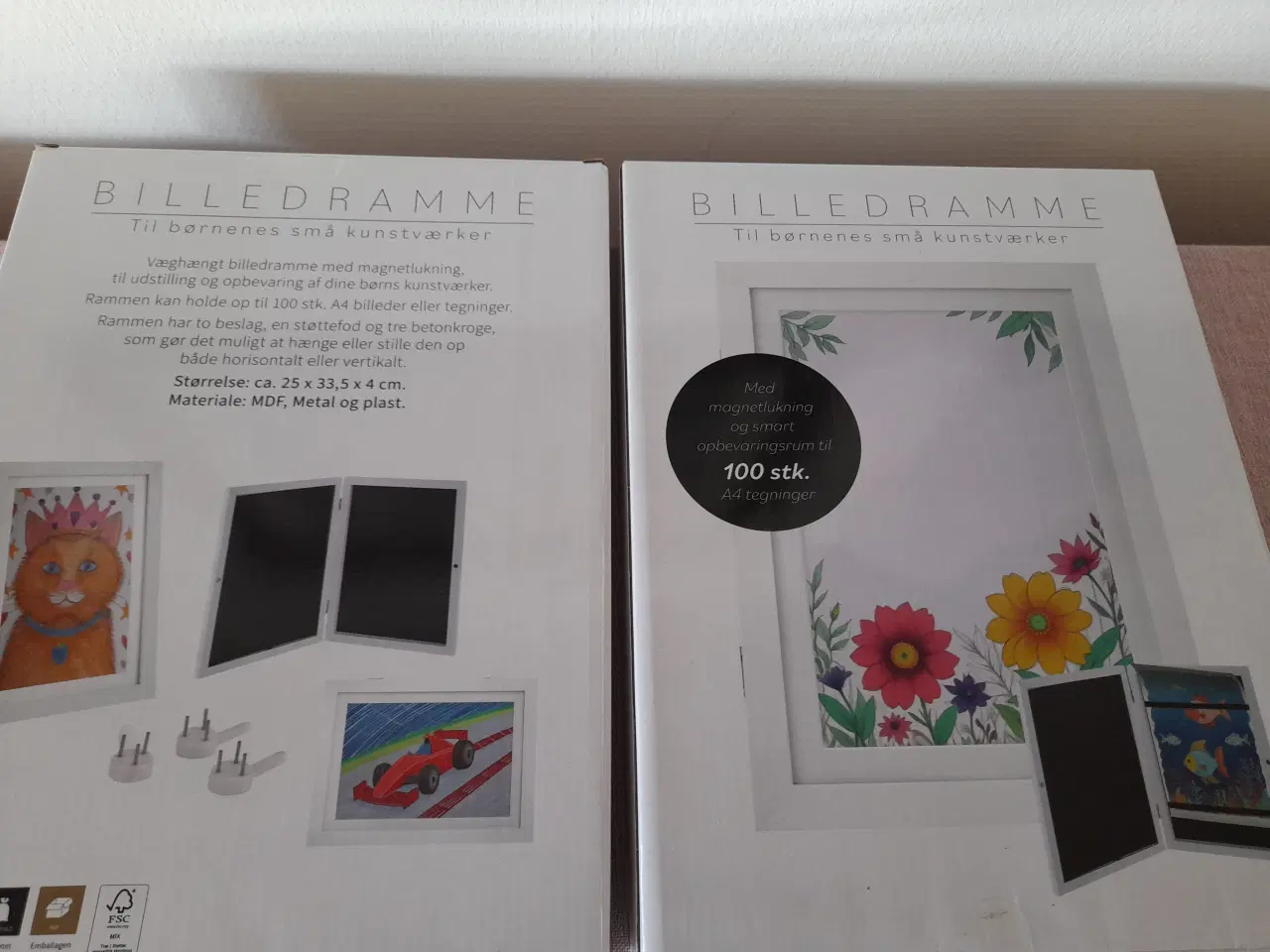 Billede 4 - Ubrugte rammer til 100 børnetegninger ( 2 stk).