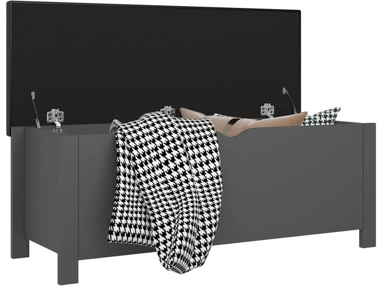 Billede 3 - Opbevaringsboks med hynde 105x40x45 cm konstrueret træ grå