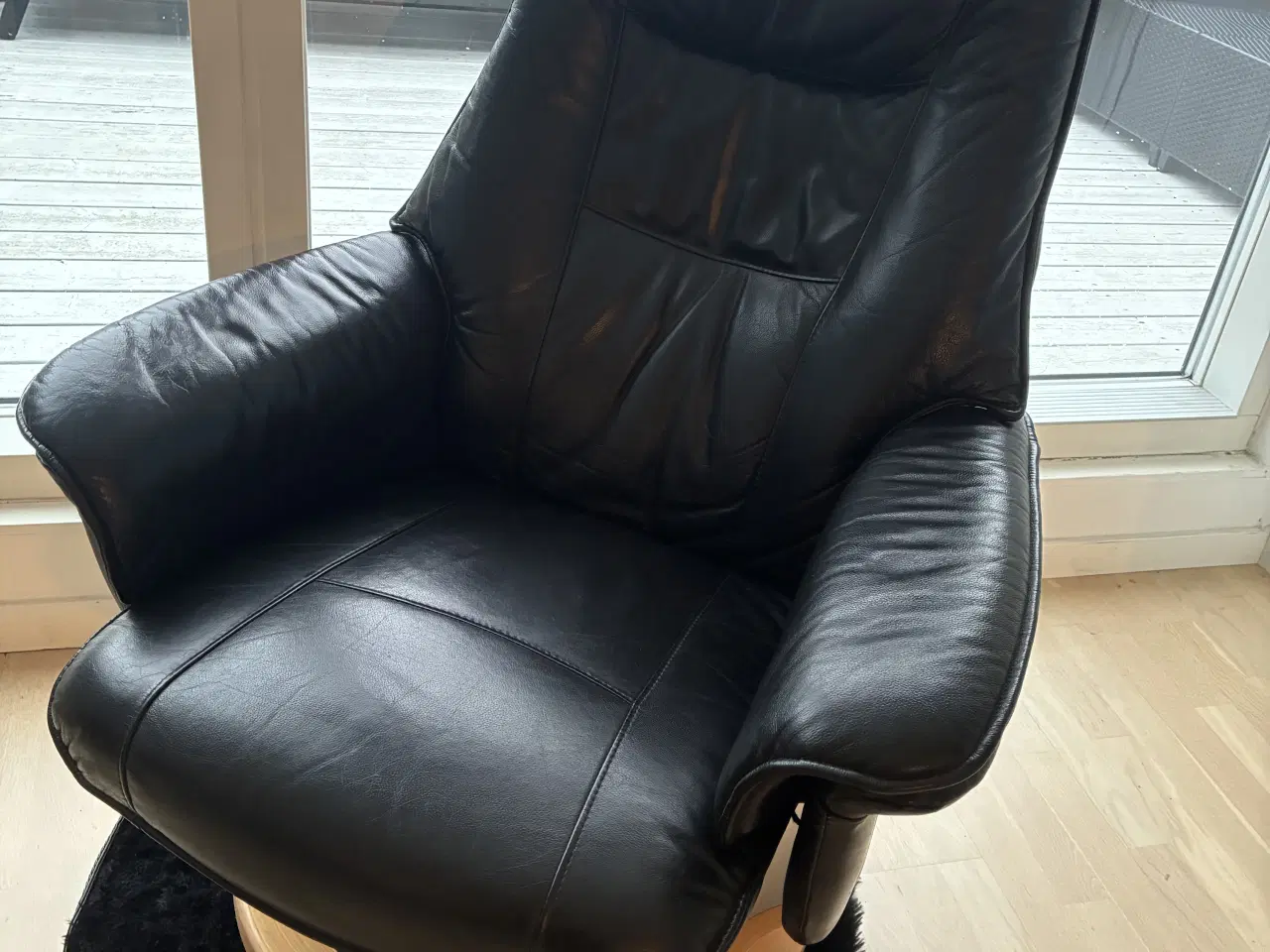 Billede 2 - Læder lænestol sort Hjort Knudsen