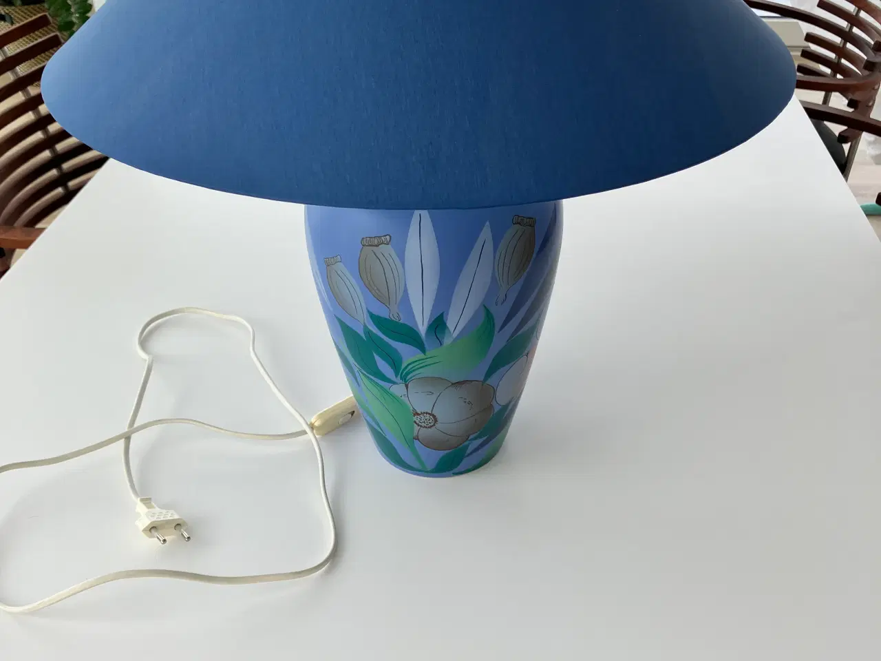 Billede 1 - Blå bordlampe med skærm