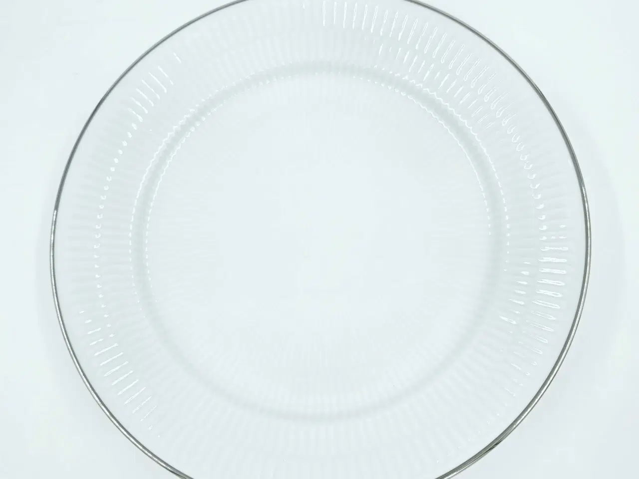 Billede 6 - Hvid Riflet Platin Middagstallerken Porcelæn 