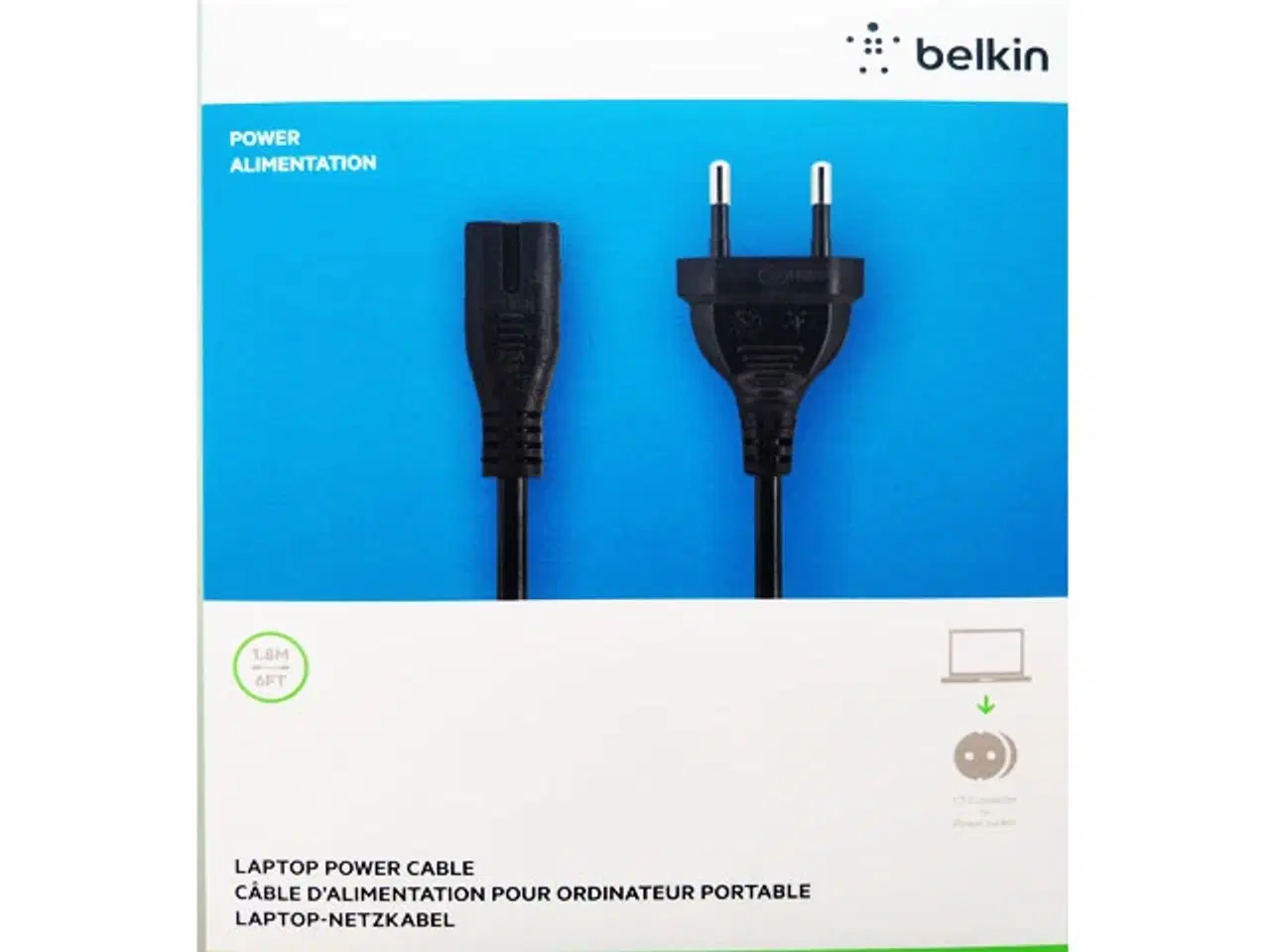 Billede 1 - Belkin C7 figure-8 laptop strømkabel - 1,8 m
