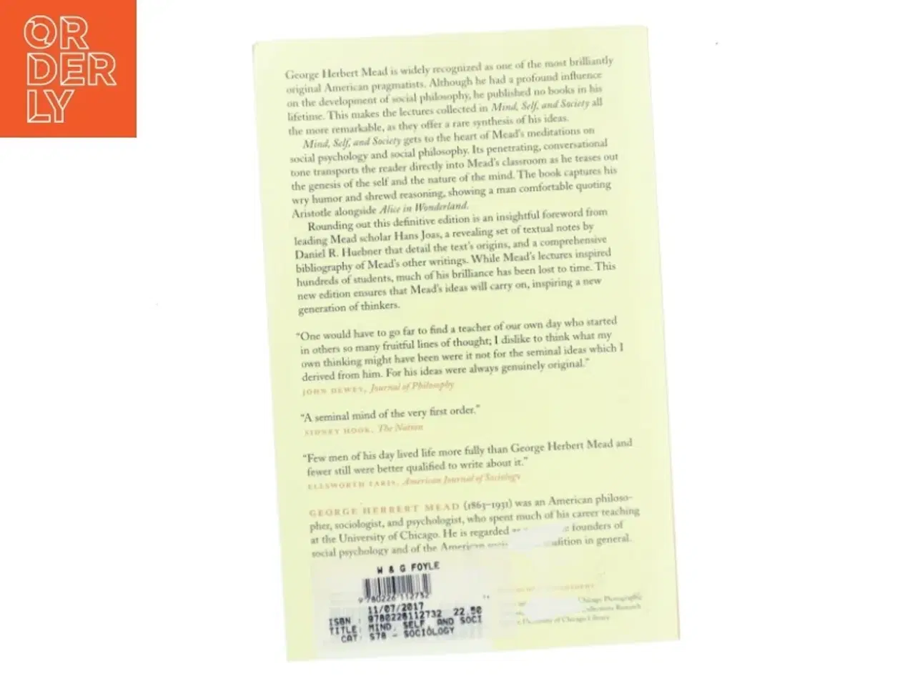 Billede 2 - Mind, self & society af George Herbert Mead (1863-1931) (Bog)