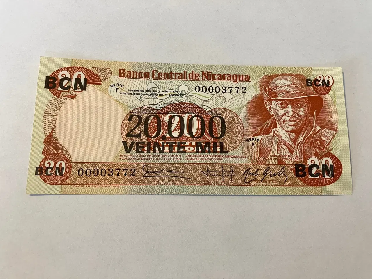 Billede 1 - 20000 Cordobas on 20 Cordobas Nicaragua 1984