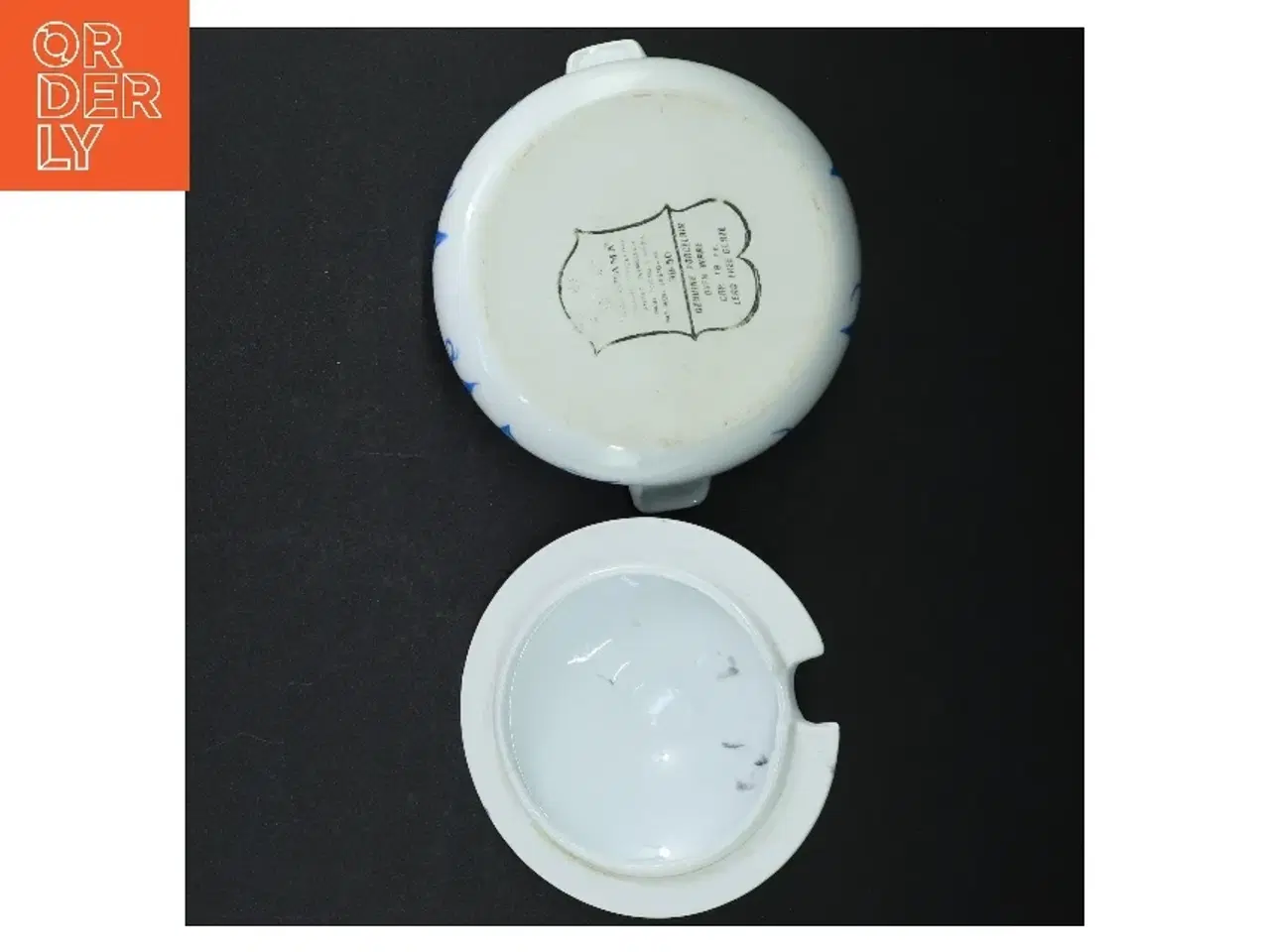 Billede 6 - Porcelænssennepskrukke med blåmønster