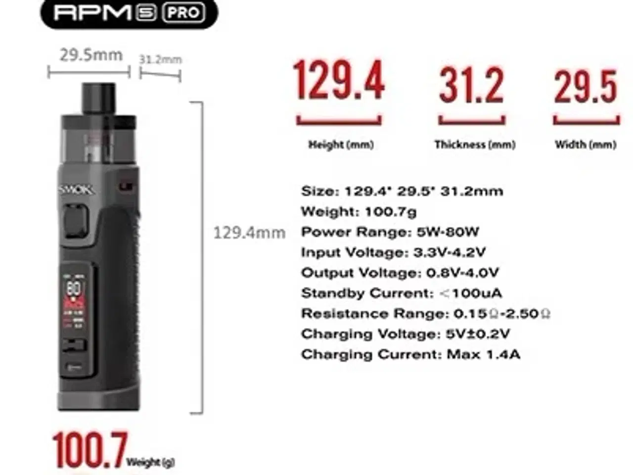 Billede 9 - SMOK RPM5 Pro eCig 80w og 18650 batterier.