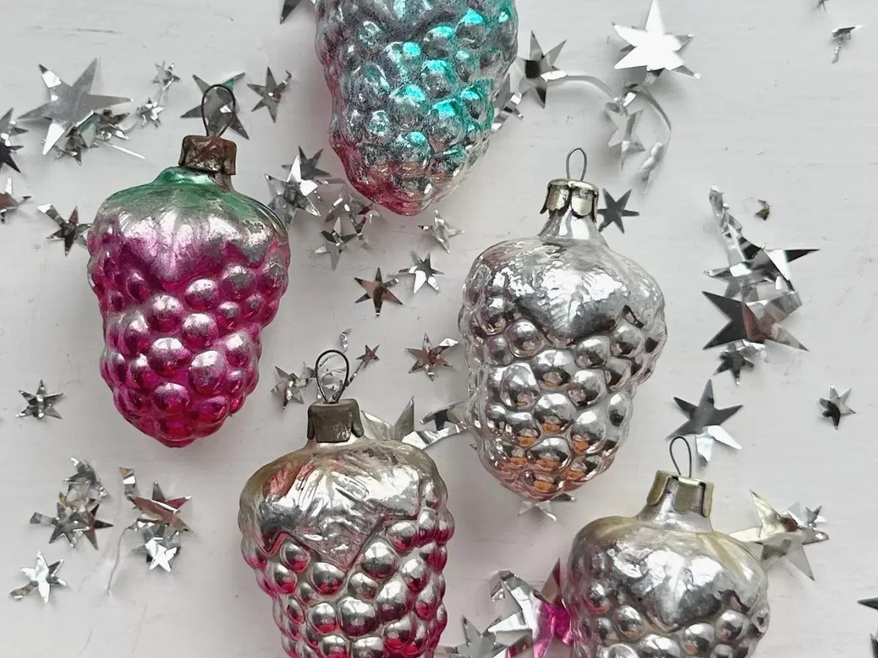 Billede 2 - Vintage julekugler, luksusdruer, 5 stk samlet
