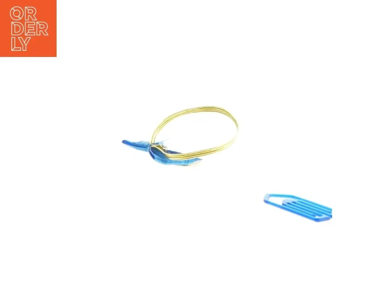 Billede 2 - Guldarmbånd med blå sløjfe og klips (str. 4 cm)