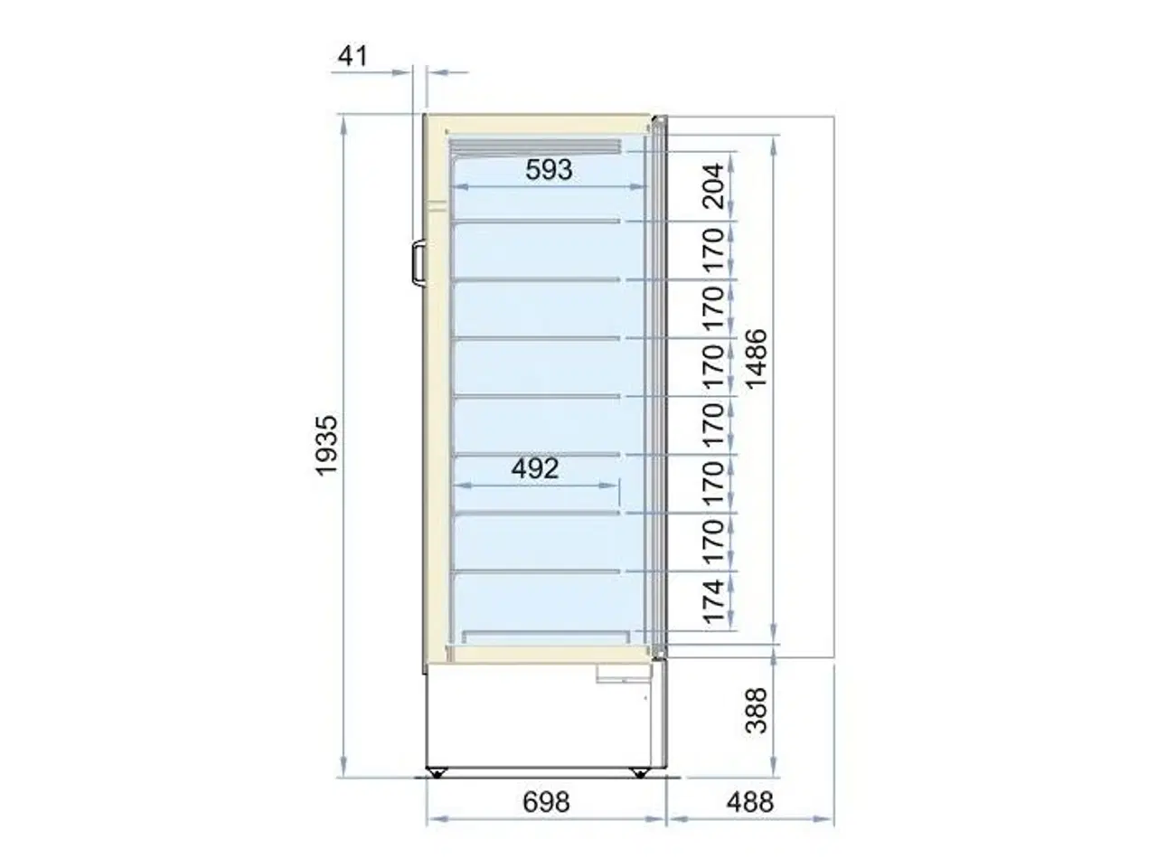 Billede 2 - Display fryseskab – 520x740x1935 mm