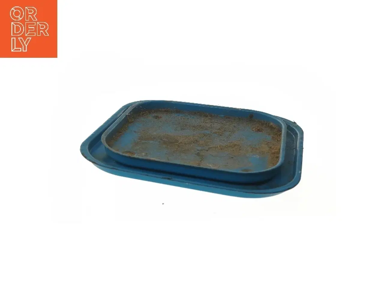 Billede 3 - To firkantede blå bakker emalje (str. 34x34 & 29x29 cm)