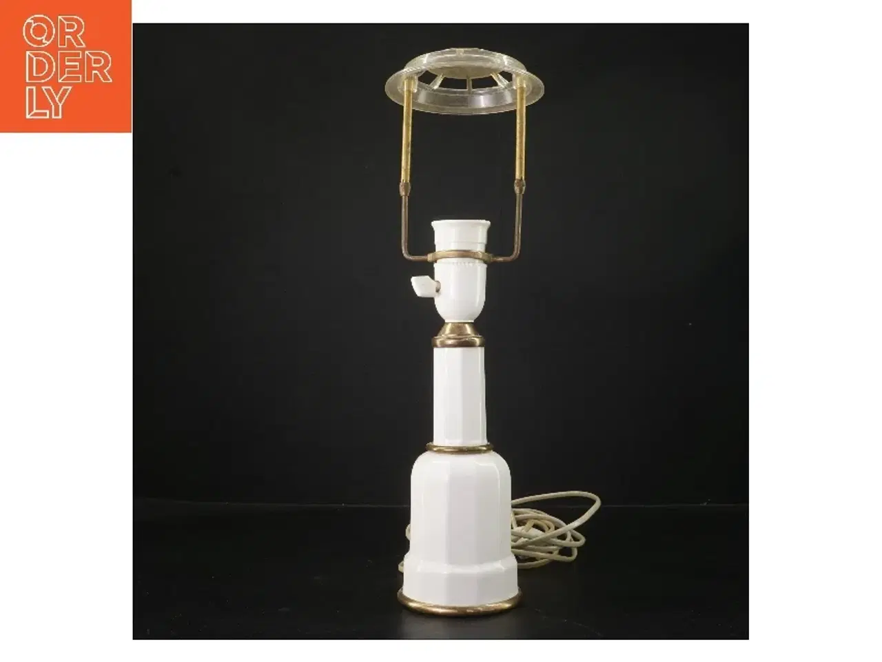 Billede 1 - Heiberg Bordlampe i hvid og messing (str. 42 cm)