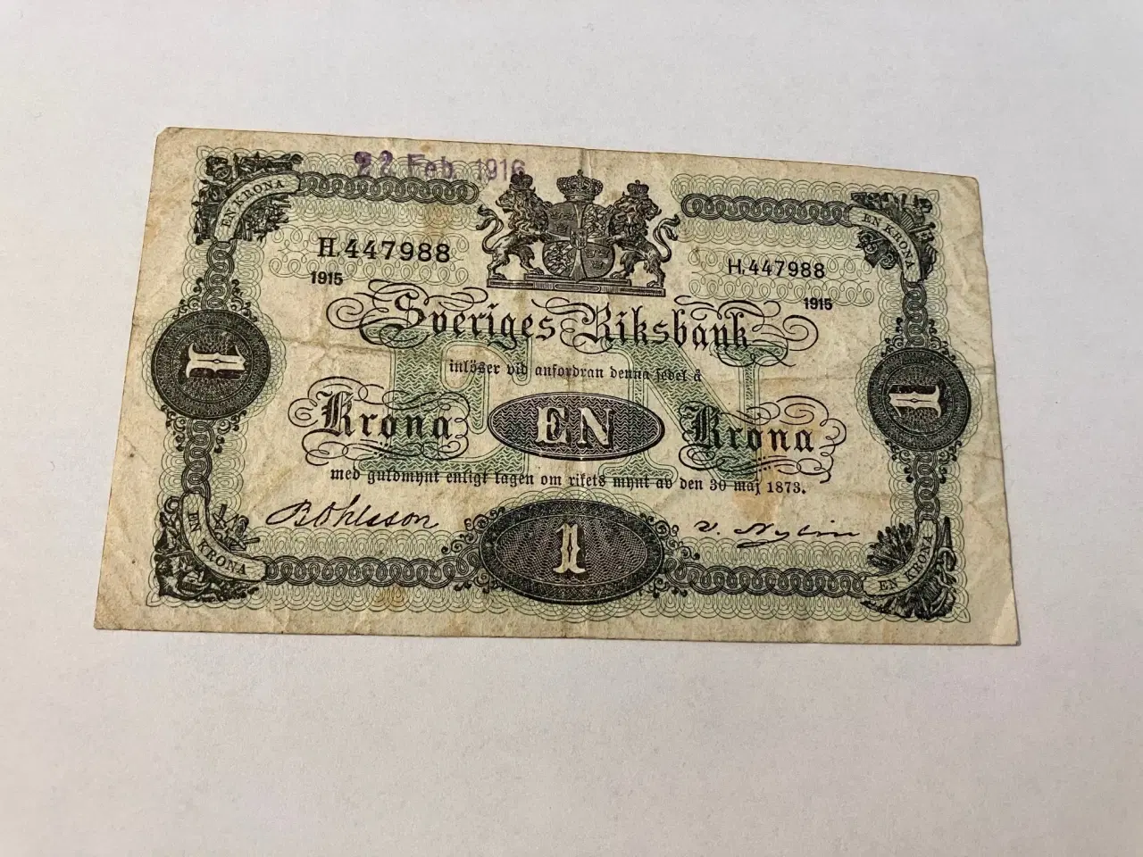 Billede 1 - 1 Krona 1915 Sweden