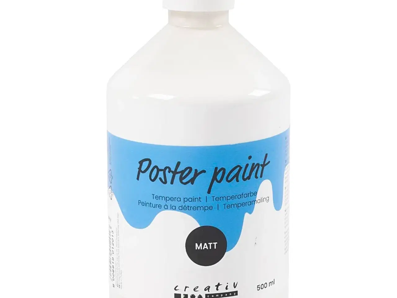 Billede 1 - Mat Temperamaling Hvid 500ml - Kreativ Dækfarve