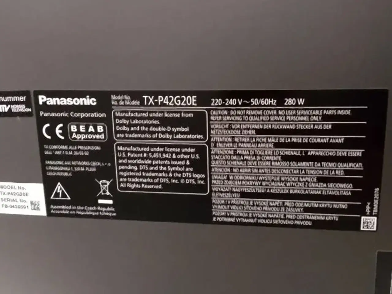 Billede 3 - Panasonic 42” TV (plasma)