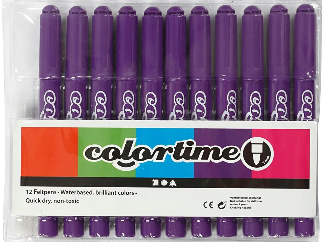 Billede 1 - Colortime Mørk Lilla Tusch 5 mm - 12 stk.