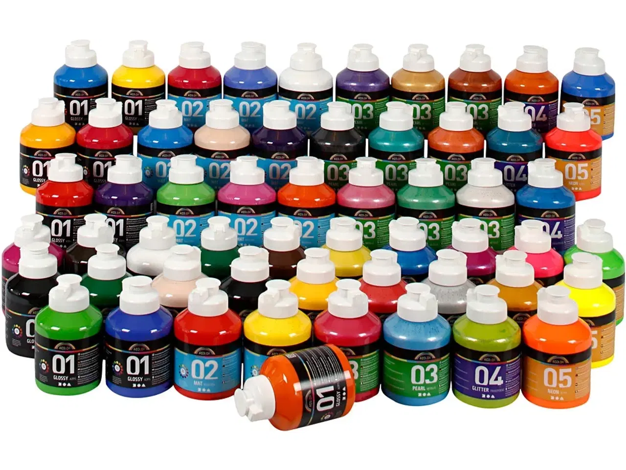 Billede 1 - A-Color Akrylmaling, ass. farver, 57x500ml/ 1 pk.