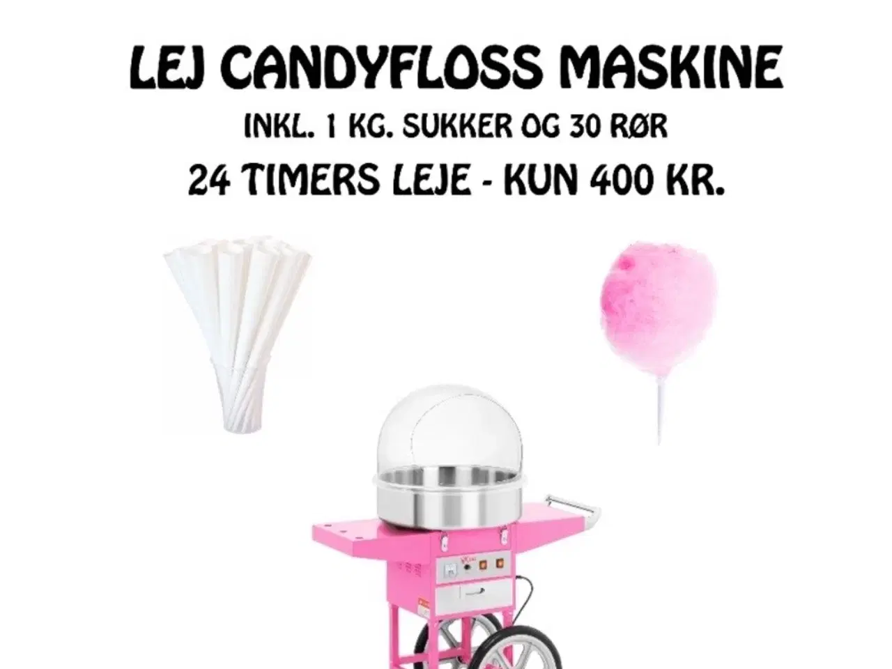 Billede 1 - UDLEJES - Candyfloss maskine