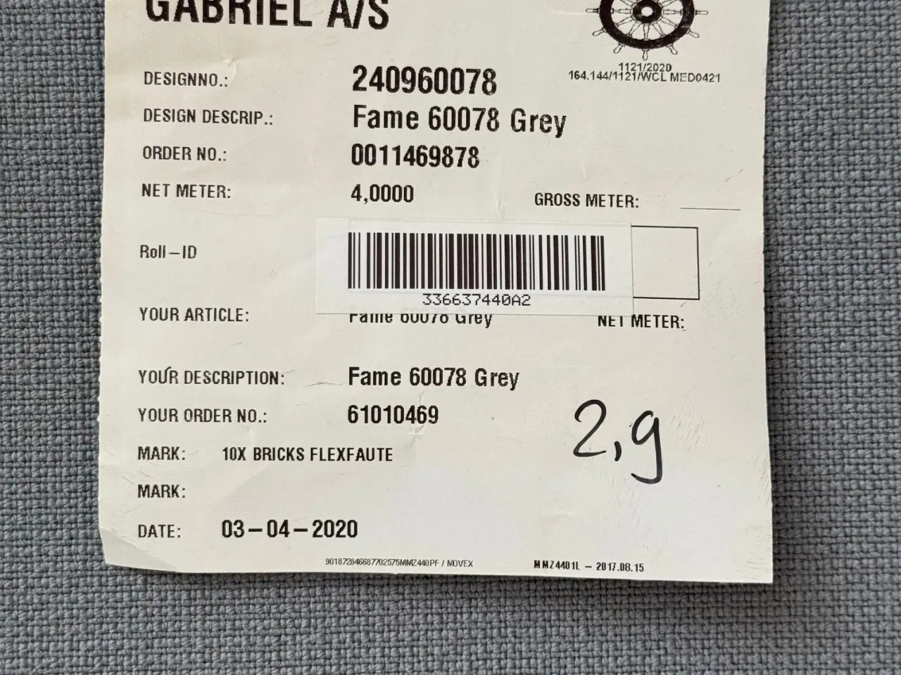 Billede 1 - Møbelstof Gabriel Fame 60078 Grey