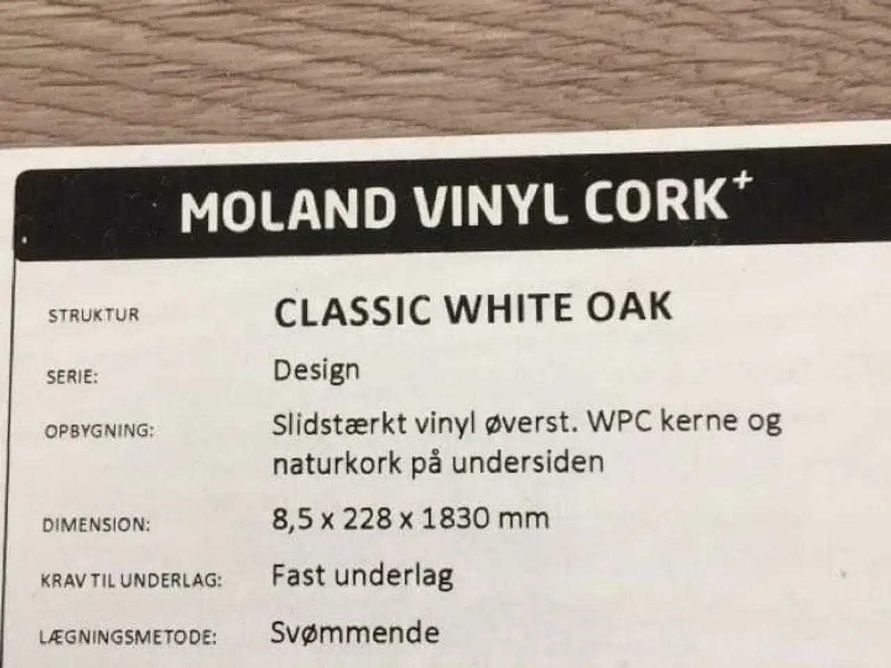 Billede 1 - Købes , Moland vinyl cork , classic white oak