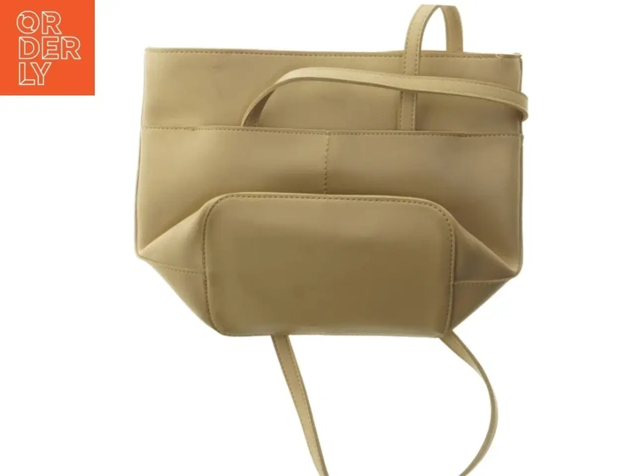 Billede 4 - Beige skuldertaske i læderlook (str. 33,5x24,5 cm)