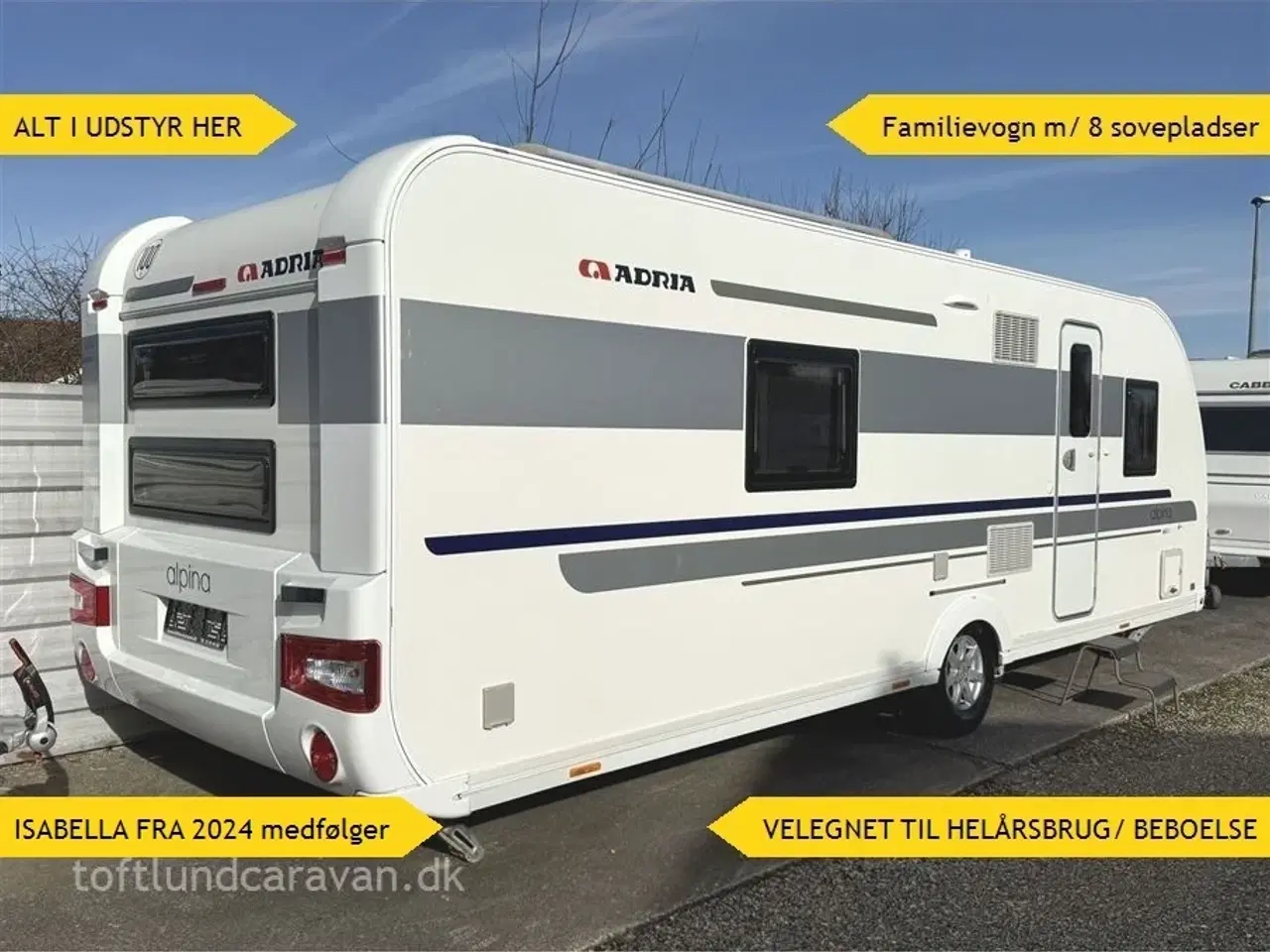 Billede 1 - 2014 - Adria Alpina 663 UK   Helårs-FAMILIEVOGN, op til 8 sovepladser, ALT I UDSTYR inkl. stort fortelt fra 2024